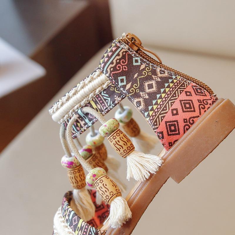 Neue Sommer-Mädchensandalen - Prinzessinnenschuhe im Bohemian-Stil mit weicher Sohle & Quasten für Kleinkinder & kleine Mädchen