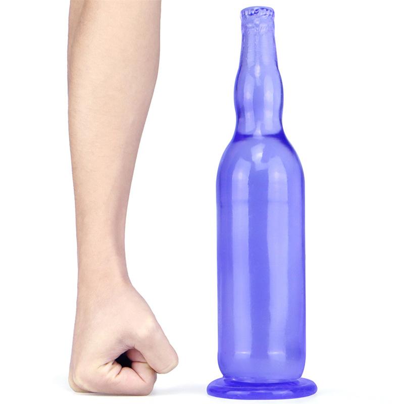 Beer Bottle Female Simulation Penis Crystal Transparent Dildo Adult Female Masturbation Stick