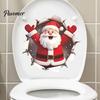 Vivid 3D Effect Holiday Stickers Break Wall Santa Claus Toilet Lid Sticker, Winter Snow Scene Removable Christmas Seat Decor Decal, Self-Adhesive