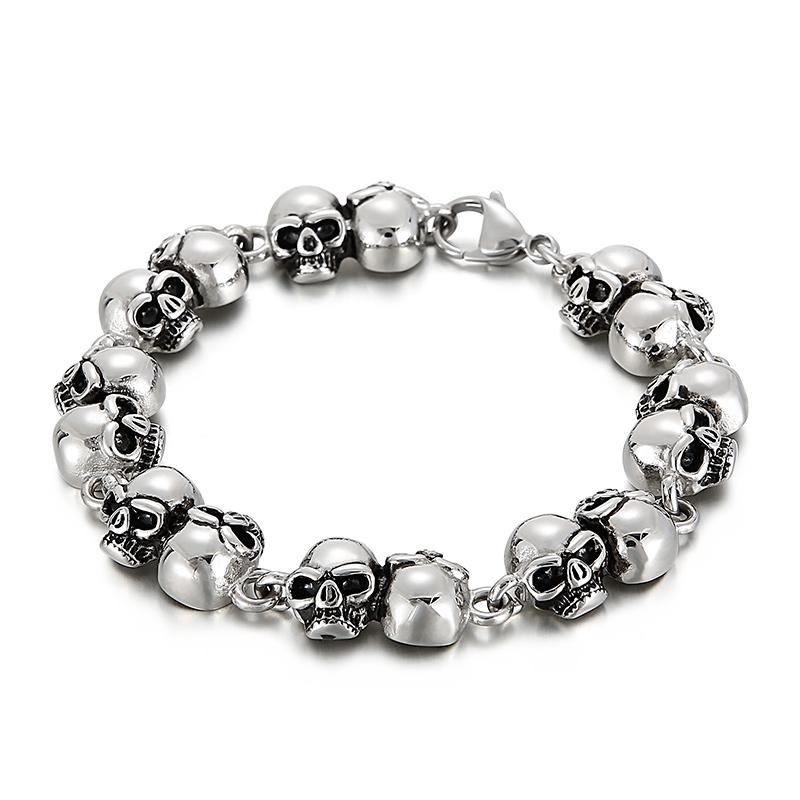 KALEN Punk Fine Jewelry Fashion Bracelets Men Multiple Style Chain Stainless Steel Skull Links Bracelet