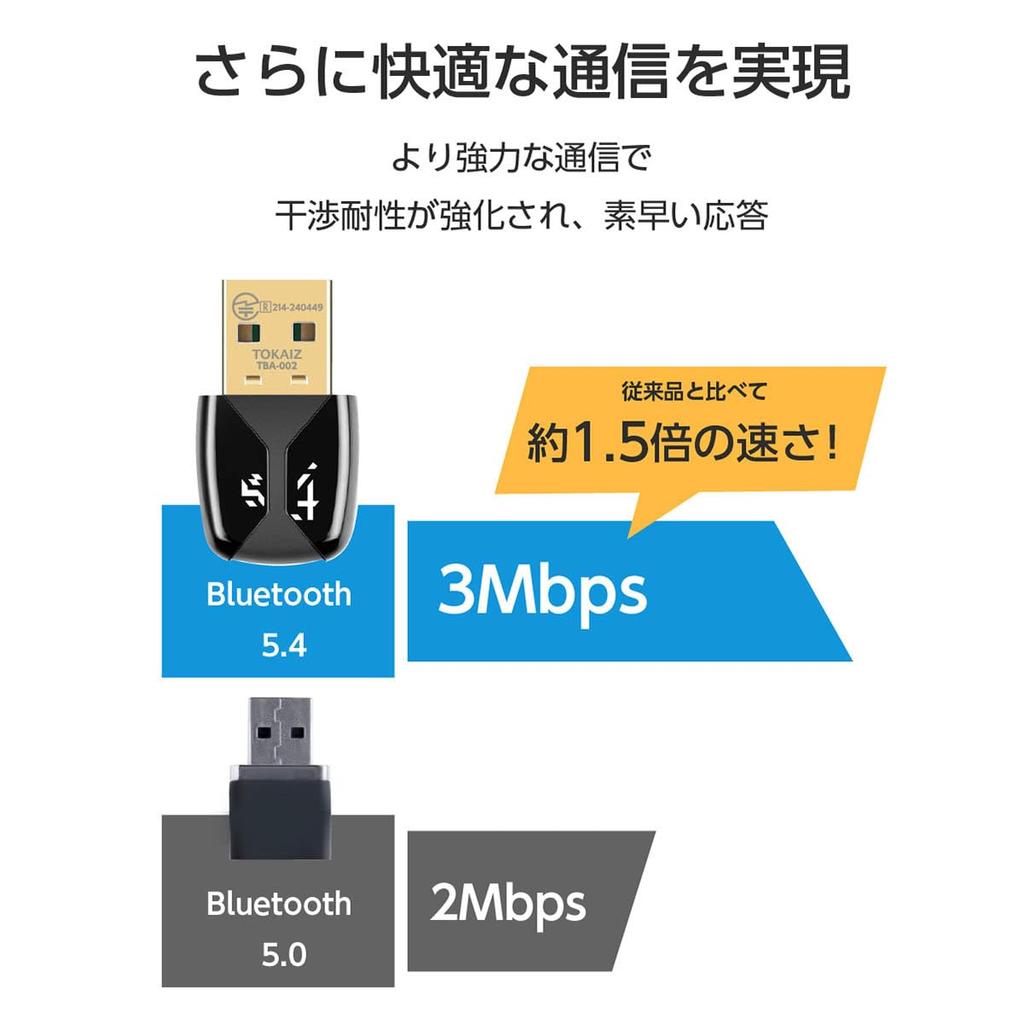 TOKAIZ Bluetooth Adapter USB No Driver Ready to LED Light for Connection Bluetooth Supports Up to 7 Compatible with Windows 5.4 Receiver, Adapter,