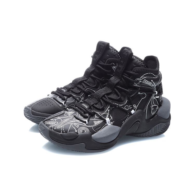 Li Ning Air Strike 6 Performance Comfortable High-Top Basketball Shoes Kids Basketball Shoes Black YKBR002-5
