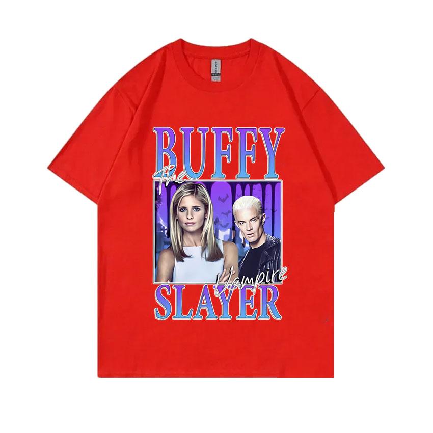 Tv Series Buffy The Vampire Slayer Graphic Tshirt Male Fashion Casual Loose T Shirts Unisex Women Vintage Oversized Ocollar Tees