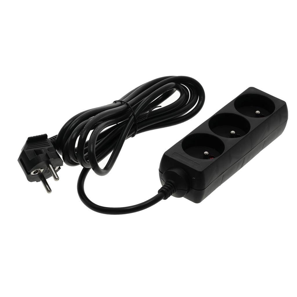 Extension cord, 3 sockets, 3 , with grounding, black