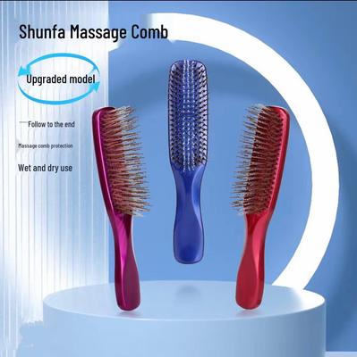 Zwei-in-Eins Flauschiger Styling- und Entwirrkamm mit weichen feinen Nadeln und Massagefunktion