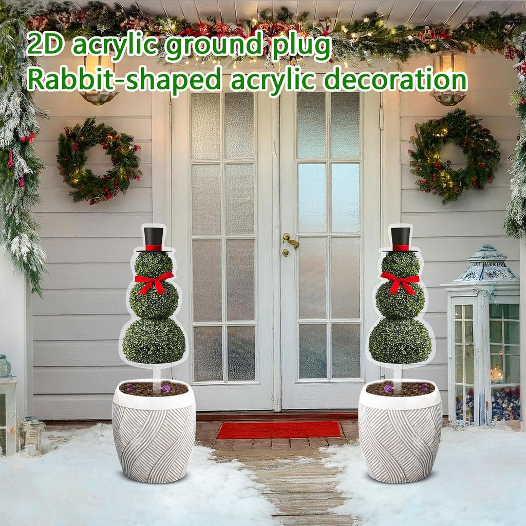 Snowman Shape Acrylic Ground Plug, Suitable For Christmas Porch Decoration Outdoor And Indoor
