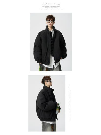 Hot Trendy Men's Winter Cotton Stand Collar Jacket - Casual Loose Fit Warm Outerwear for Couples