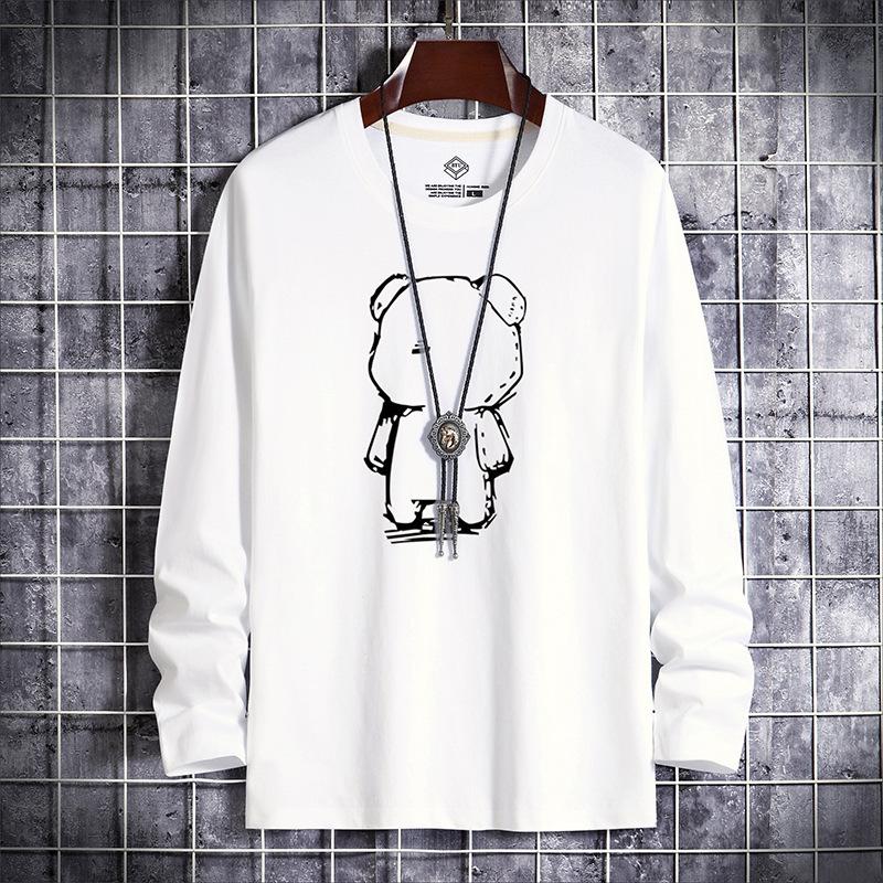 GMXIA Spring Autumn Men's Long Sleeve T-shirt Men's Youth Crewneck Base Men's Top Clothes Autumn Clothes Men's T-shirt