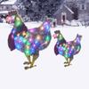 Chicken with Scarf Decor Lights Flat Garden Sculpture Chicken Ornaments for Lawn Yard Holiday