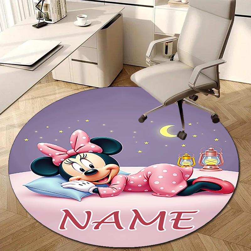 Personalized M-Minnie Round Chair Office Rug - Perfect for Mat, Office Chair & More - Ideal Gift for Birthdays and Holidays