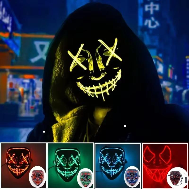

Новая очищающая маска для Хэллоуина Neon, маски для макияжа, светящиеся в темноте, и забавные товары для косплея синий