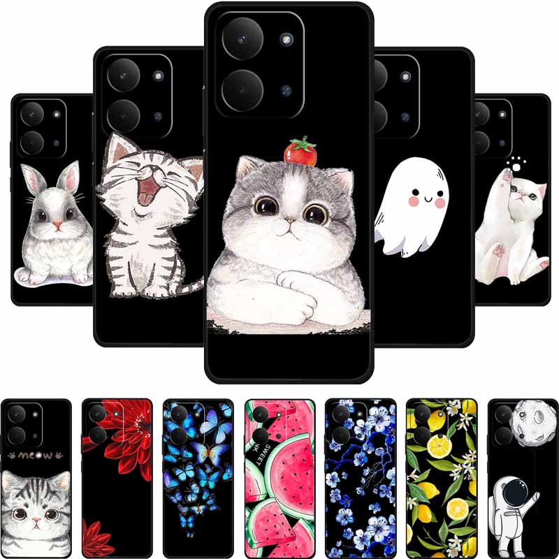 For Redmi 15C 4G Case 15 C Cartoon Cat Black Silicone Soft TPU Phone Case For Xiaomi Redmi 15C Back Cover Cases Redmi15C 6.9"