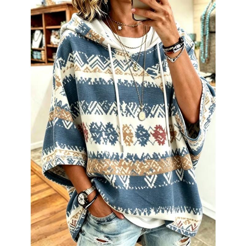 Damen Kapuzenpullover in Übergröße, Elegantes Bequemes Einfaches Muster Print, Modisch und Vielseitig