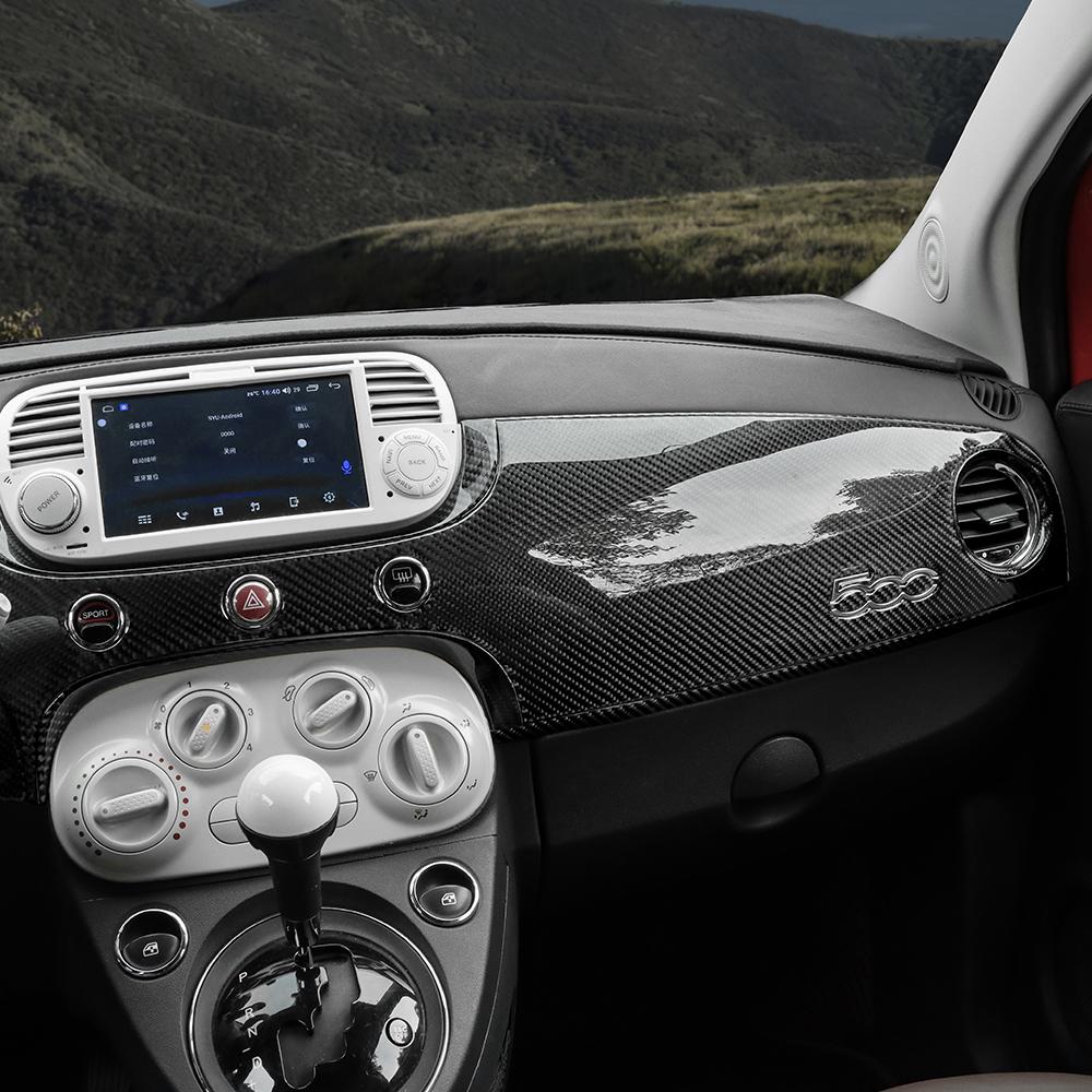Real Soft Carbon Fiber Sticker For Fiat 500 2008 2009 2010 2011 2012 2013 2014 2015 RHD LHD Car Central Control Trim Accessories