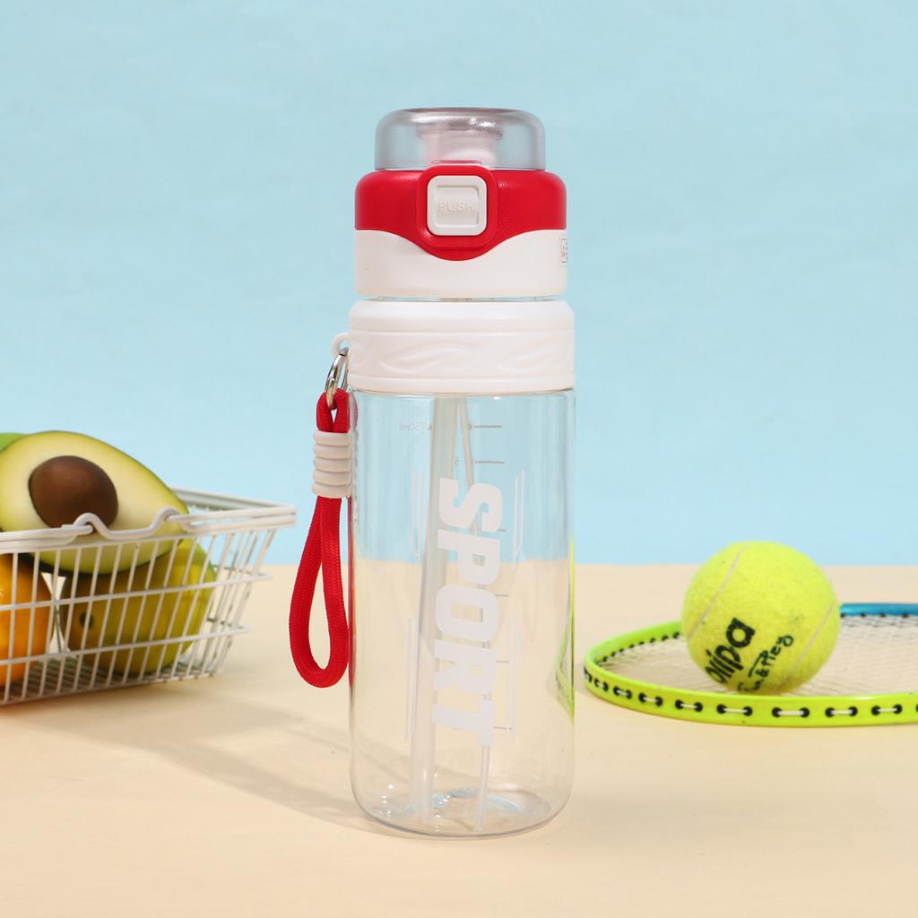 Water Bottle New Simple Spray System Straw Cup Large Capacity Wear-resistant Drop-resistant Plastic Cup with Lifting Rope Portable Sports Water Cup