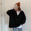 Women's Korean Style Loose Student Versatile Button Knitted Cardigan Top Solid Color Loose V-neck Sweater