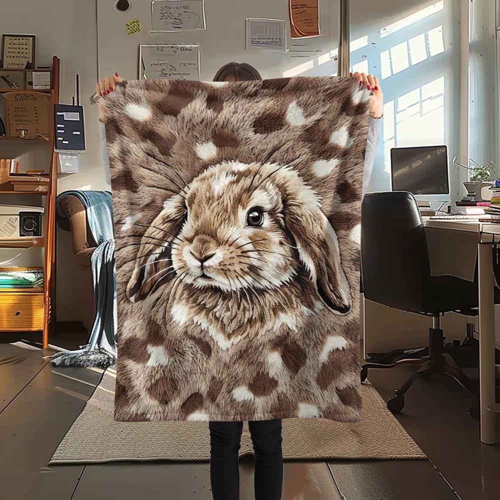 Felt rabbit kitten fox zebra Print Flannel Blanket,High quality Comfortable for All Seasons,Home Decor,Warmth and Comfort,Perfect for Christmas Gifts
