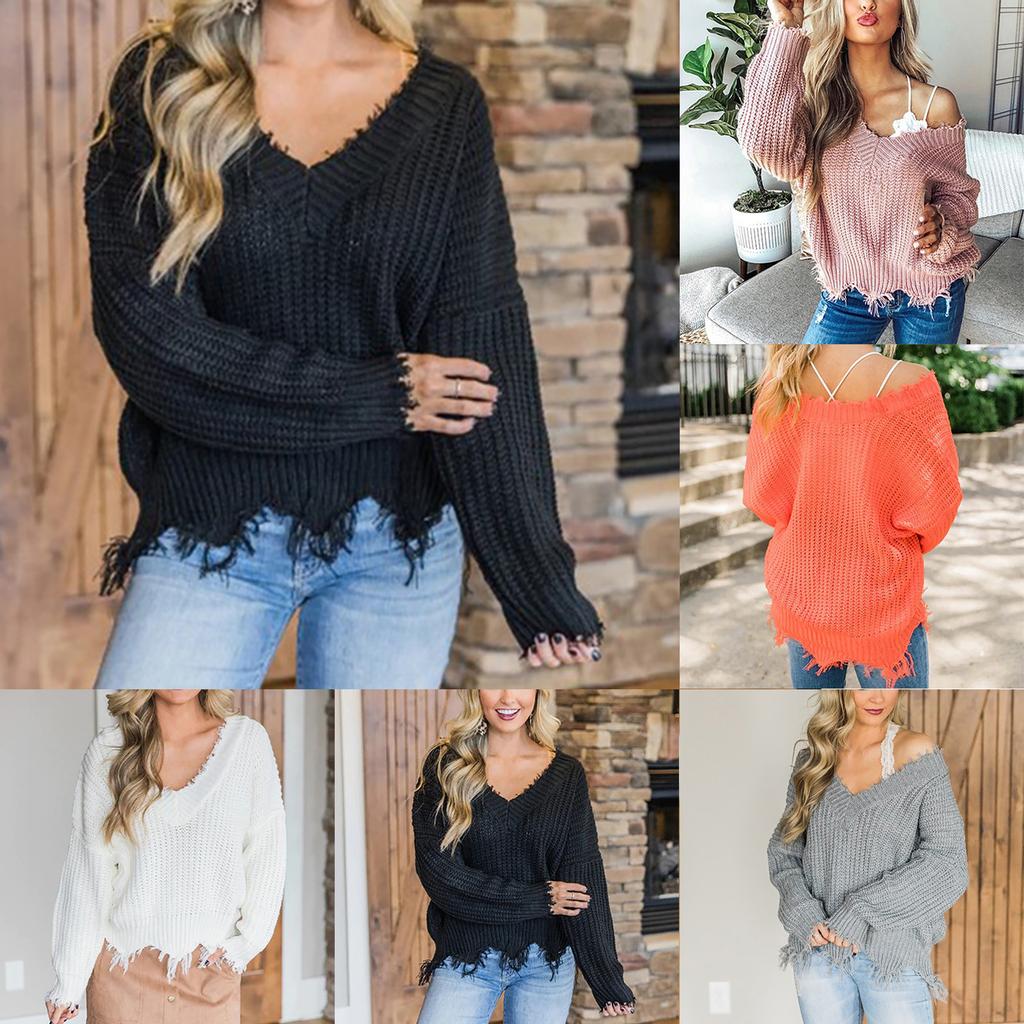 Womens Casual Knitted Pullover Sweater Long Sleevel Tops Blouse Sweater