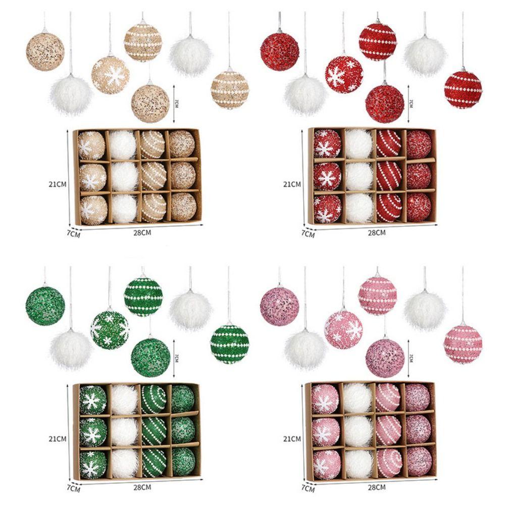 12pcs/box 7CM Christmas Ball Foam Foam Ball Crafts Gift Xmas Tree Hanging Pendant New Year