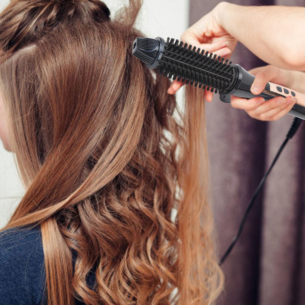 Foldable Hair Curler Straightening Brush Adjustable Temperature Anti Scald Ceramic Ionic Hair Curling Brush 100‑240V EU Plug