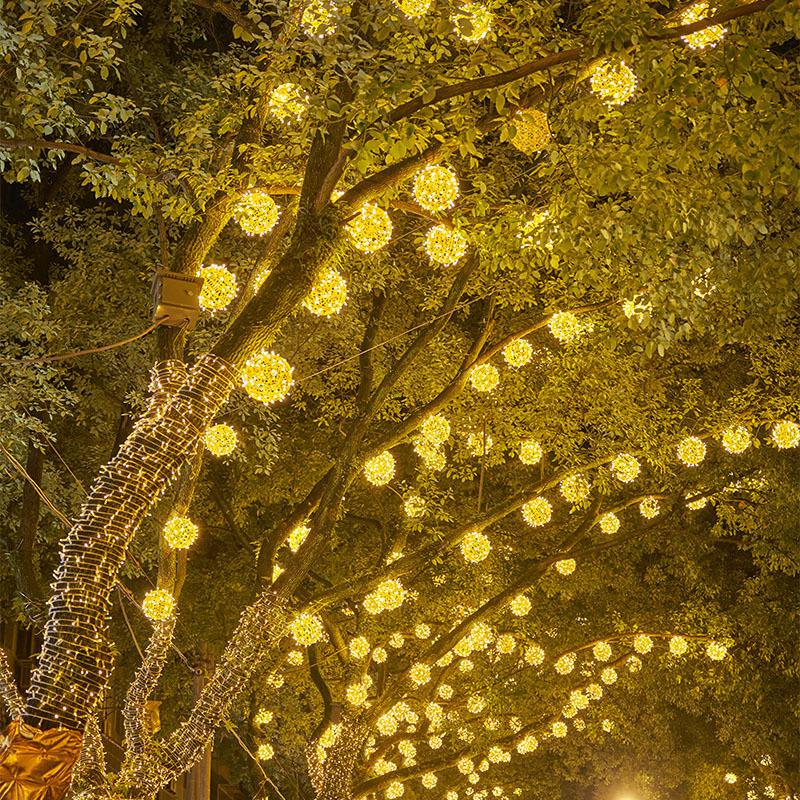 Outdoor Waterproof LED Rattan Ball String Lights for Tree Decoration and Festival Ambiance
