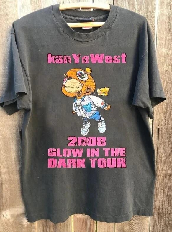 KANYE WEST Graduation Bear Glow In The Dark Tour 2008 short sleeve Tshirt Unisex T-Shirt S