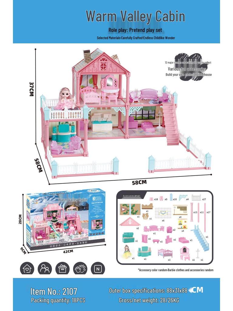 Children's Dreamy Princess Castle DIY Playhouse Building Set Gift Box