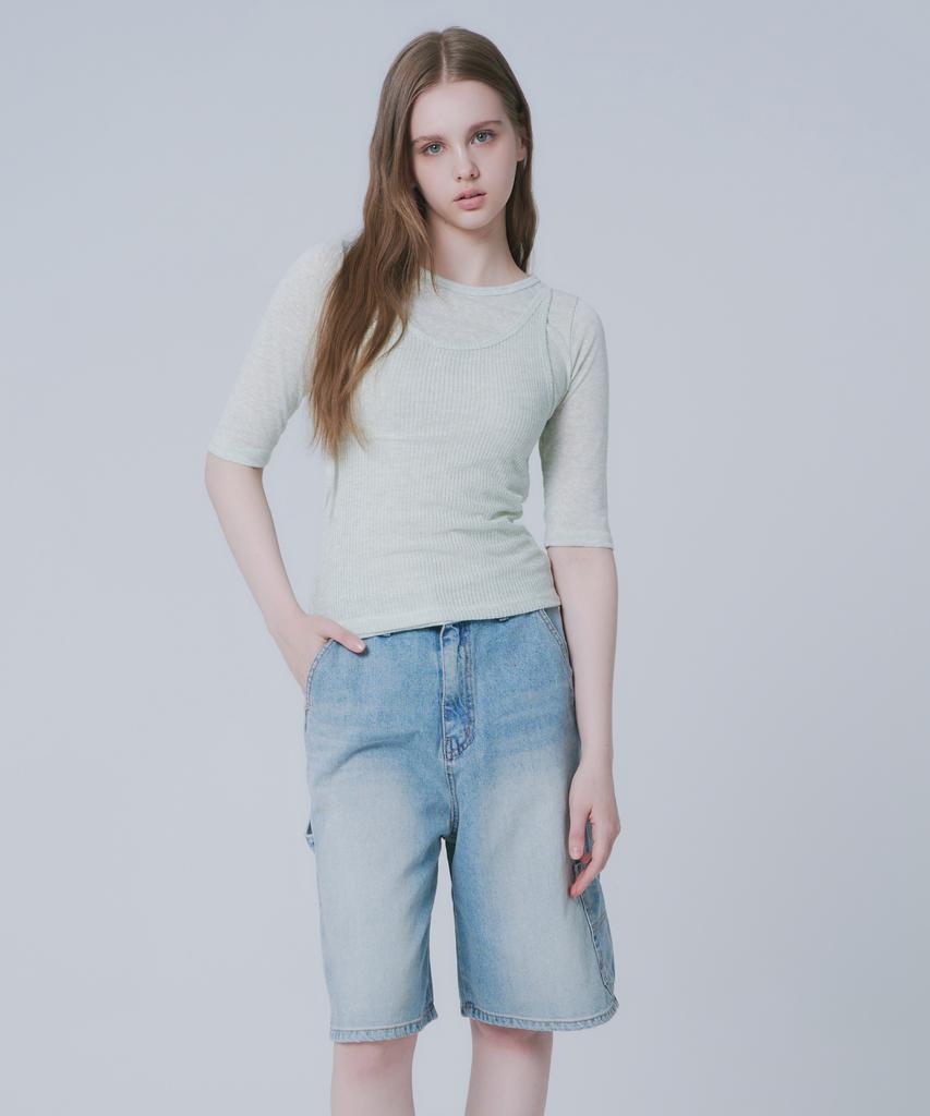 WAARFORWOMAN W1151 Stitch Point Shorts_Medium Blue
