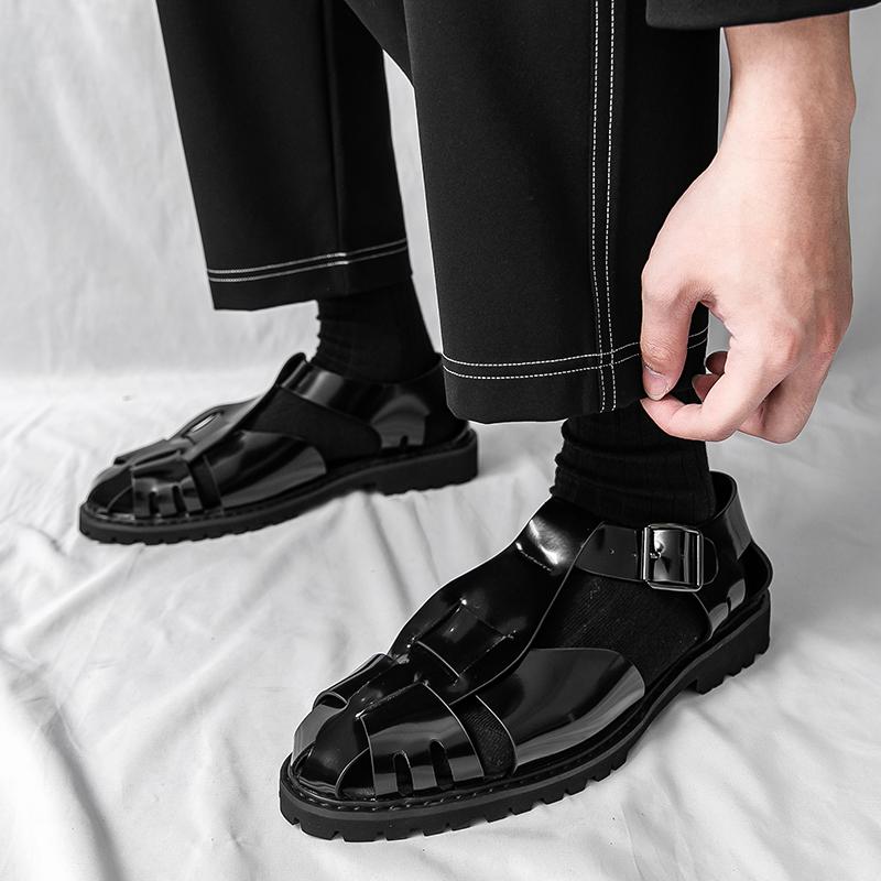 Fashion Luxury Brand Black Men's Sandals Summer Leather Sandals Lightweight and Comfortable Casual Beach Men's Shoes Soft Sole Non-Slip