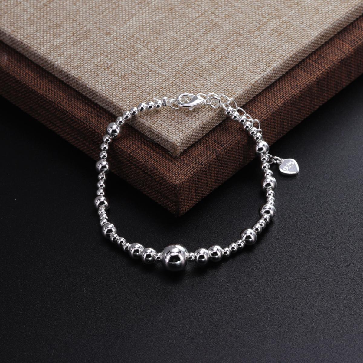 

Премиум-браслет Hundred для женщин, градиентные круглые бусины, уникальный подарок, нишевый дизайн, минималистская мода, ручная работа, интервальные струны серебряный