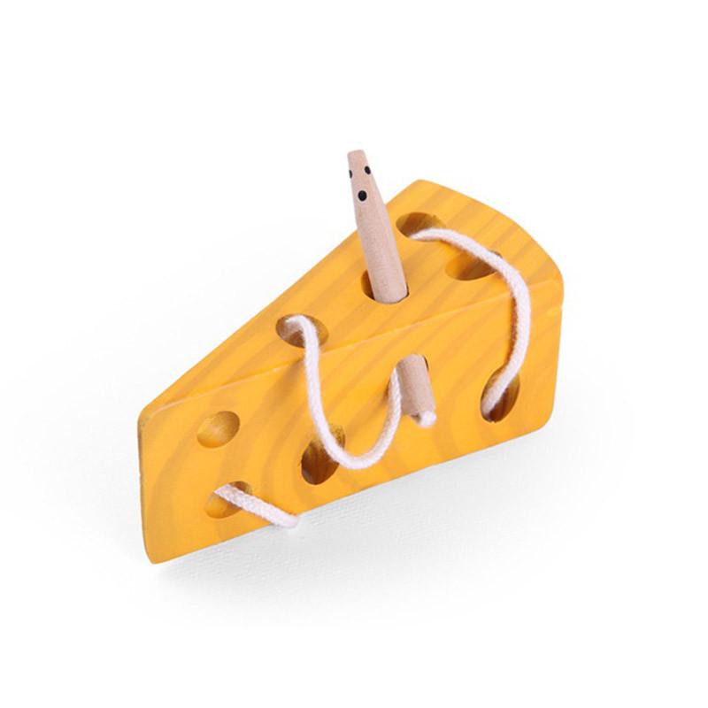 Buntes hölzernes Montessori-Spielzeug Käse-Labyrinth-Spielzeug Schnürspiel für Kinder