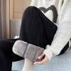 Plus-Size Chenille Velvet Pear-Shaped Wide-Leg Winter Pants – Thick Warm Straight-Leg Cotton with Imitation Lamb Wool