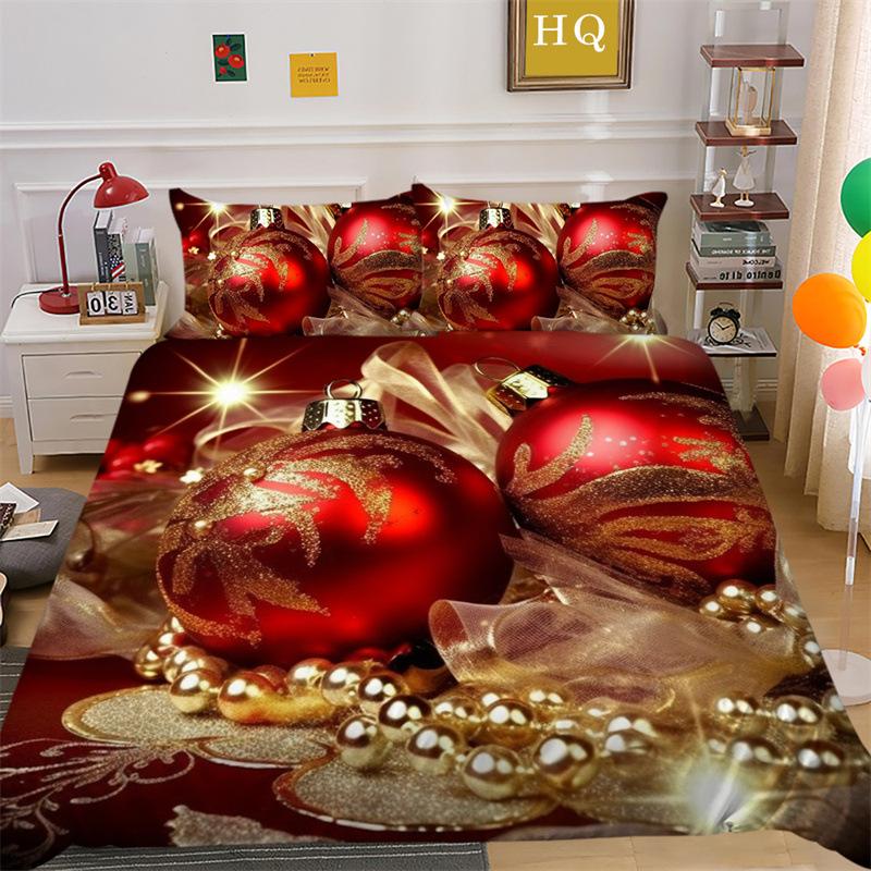 Weihnachts-Schneeszene 3D-gedruckter Polyester-Kissenbezug Bettbezug Zwei- oder Dreiteiliges Set