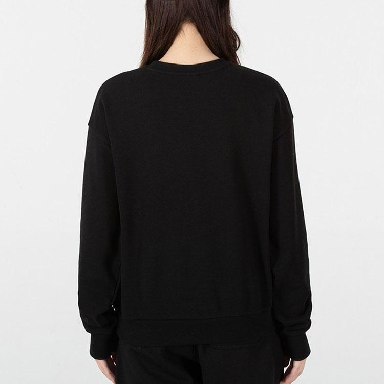 Puma Logo Printed Crew Neck Pullover Long Sleeve Sweatshirt Women sweatshirt Black 670945-01