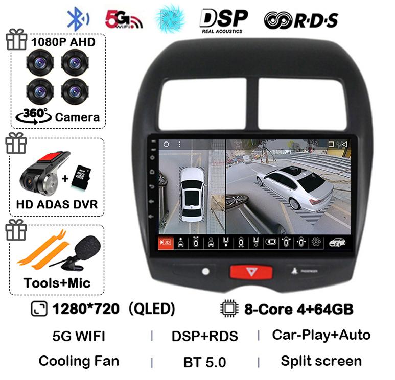 Android 14 Auto Car Radio Carplay For Mitsubishi ASX 1 2010 - 2017 Multimedia Video Player Navigation GPS 2 Din DVD Head Unit 4G