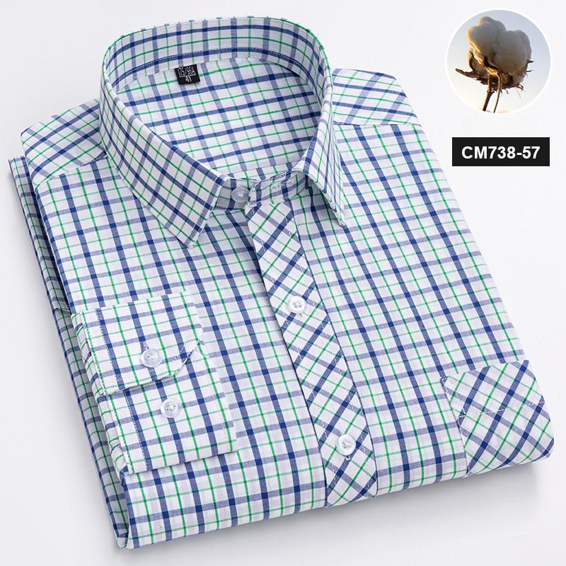 Neu im Hemd 100% Baumwolle Langarmhemden für Herren dünn slim fit formell einfarbiges Hemd karierte Designer-Oberteile Büro elegante Kleidung