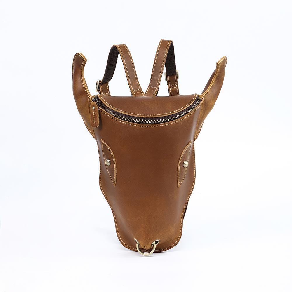

Head Layer Cowhide Personalized Backpack Leather Men s Bag Cow Head Style Trendy Bag Retro Crazy Horse Cowhide