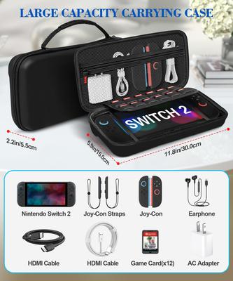Carrying Case for Switch 2 2025,Protective Hard Shell with 12 Game Card Slots,Portable Travel Storage Case for Switch 2 Console