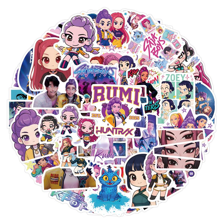 KPop Demon Hunters Creative Stickers Cartoon Characters Rumi Zoey Mira Cute Graffiti Stickers Waterproof Stickers Birthday Gifts