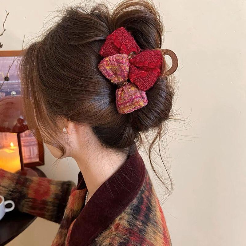 1 Stück Xiaoxiangfeng Schleifenknoten Plüsch Greifspange Damen Temperament Haarspange Haiklammer Herbst/Winter Premium Kopfschmuck
