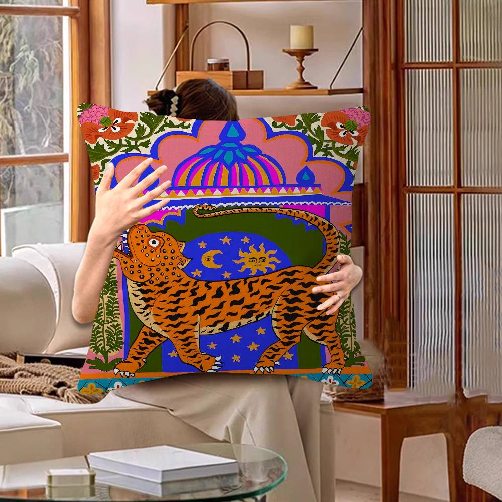 Ancient Egypt Abstract Colorful Tiger Leopard Cushion Cover Car Throw Pillow Case For Sofa Car Christmas Gift xcm xcm 30x30cm