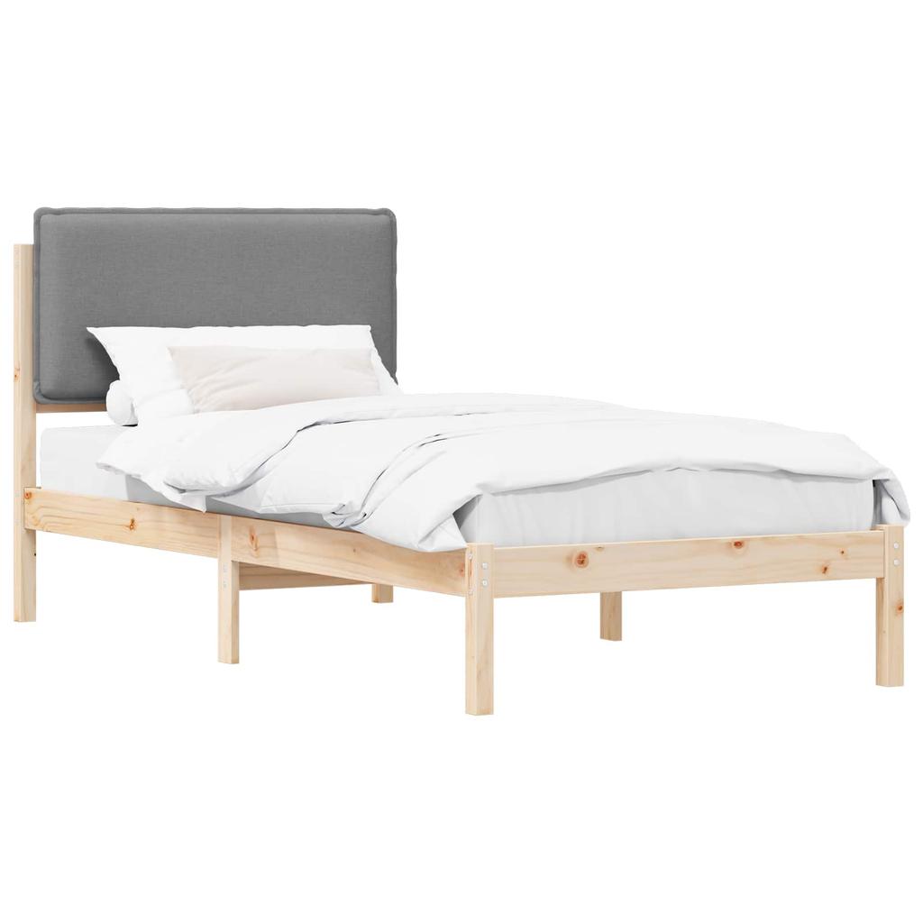 Bed Frame with Padded Headboard Light Grey 80 x 200 cm