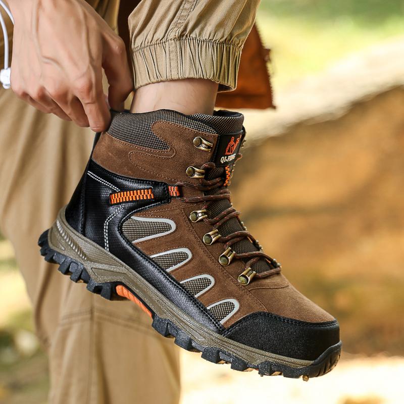 39-49 Winter Outdoor Waterproof Men's Snow Boots Mid-top Thick Bottom Plush Non-slip Wear-resistant Winter Large Size Snow Boots Winter Boots for Men