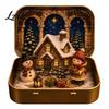 Christmas Mantelpiece A Tin Set in Ornament Mini Box, Pocket Size Holiday Scene Desktop