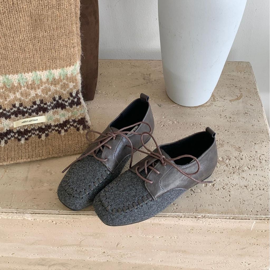 2025 autumn and winter new round head lace-up woolen deep mouth cotton shoes soft sole foot cover versatile women's single shoes