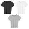 Basic Short Sleeve T Shirt Pullover Slim Crop Tops Solid Color Tees Shirts Women  Summer