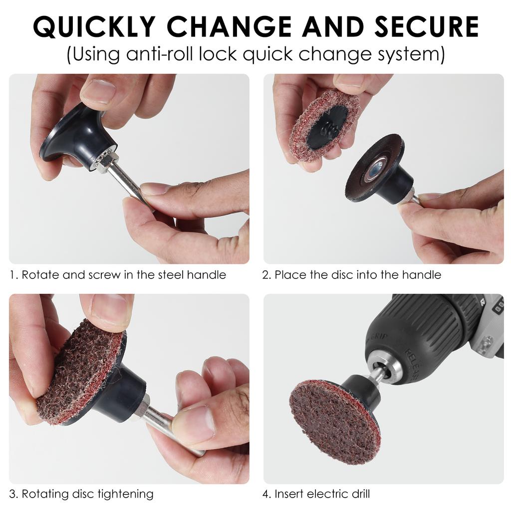 90Pcs Nylon Sanding Discs Set 2inch Quick Change Die Grinder Sanding Wheel with 1/4inch Holder Fine Medium Coarse Wear-Resistant