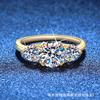 PT950 3Ct Three-Stone Moissanite Ring Platinum Bridal Set18K Gold Plated Luxury EU US Light Luxury Jewelry Jewelry