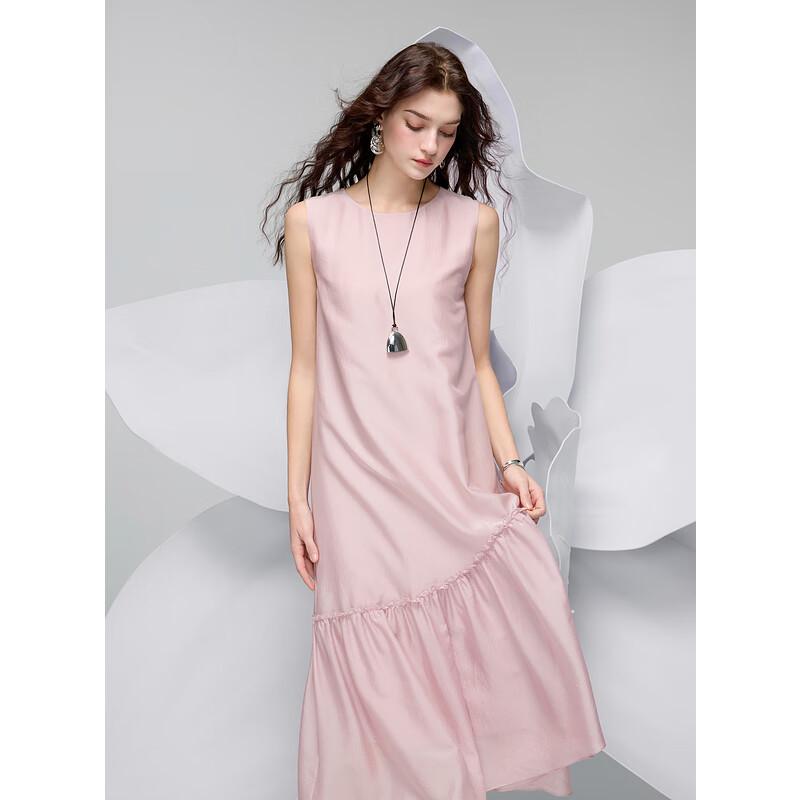Sancai 2025 Spring Mulberry Silk Blend Sleeveless A-Line Dress