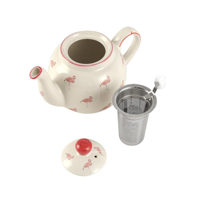 London Pottery 600ML flamigo Animal ceramic teapot with infuser porcelain tea pot with strainer 220ml cup and saucers